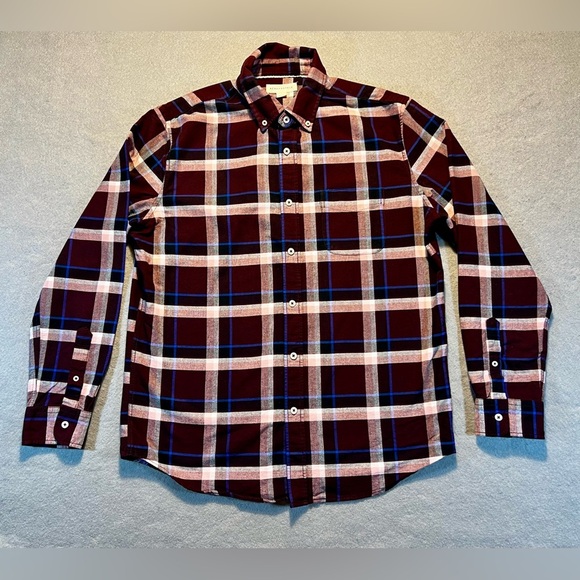 Aeropostale Other - Aeropostale Men’s Large Button Down Shirt Plaid Long Sleeve Cotton Burgundy Blue
